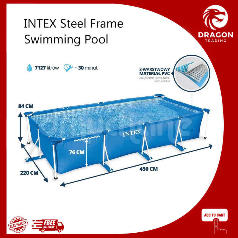 INTEX Steel Frame Swimming Pool Swimming Pool 28271 28272 28273 Adult ...