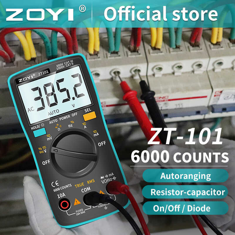 ZOYI ZT101 Digital Multimeter 6000 ang bilang ng likod na liwanag AC/DC ...