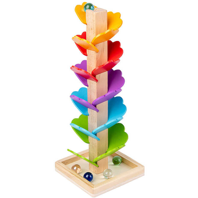 Wooden Music Drop Ball Tower Game for Children, Marble Tree Educational ...