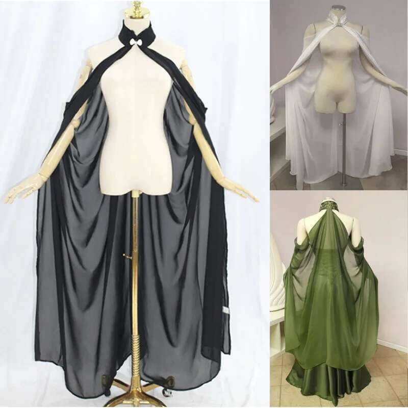 LY Women Medieval Fairy Shawl Cape Chiffon Gothic Wicca Robe Black ...