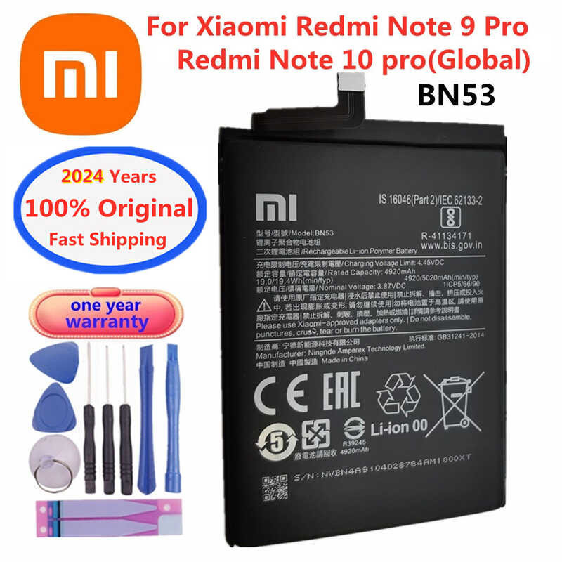 2024 Years Bn53 100 Original Battery For Xiaomi Redmi Note 10 Pro Redmi Note 9 Pro 5020mah 2581