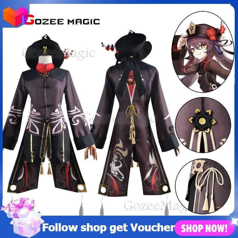 Genshin Impact Hutao Cosplay Costume Uniform Wig Anime Game Hu Tao ...