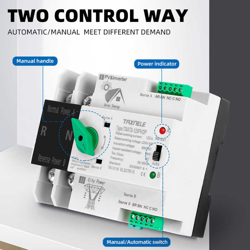 P P P Din Rail Ats Pv Inverter Dual Power Automatic Transfer