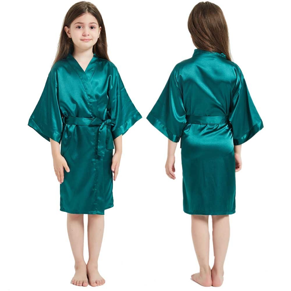3-13Y Boy Girl Bathrobe Pink Satin Silk Kids Robes Sleepwear Children's ...