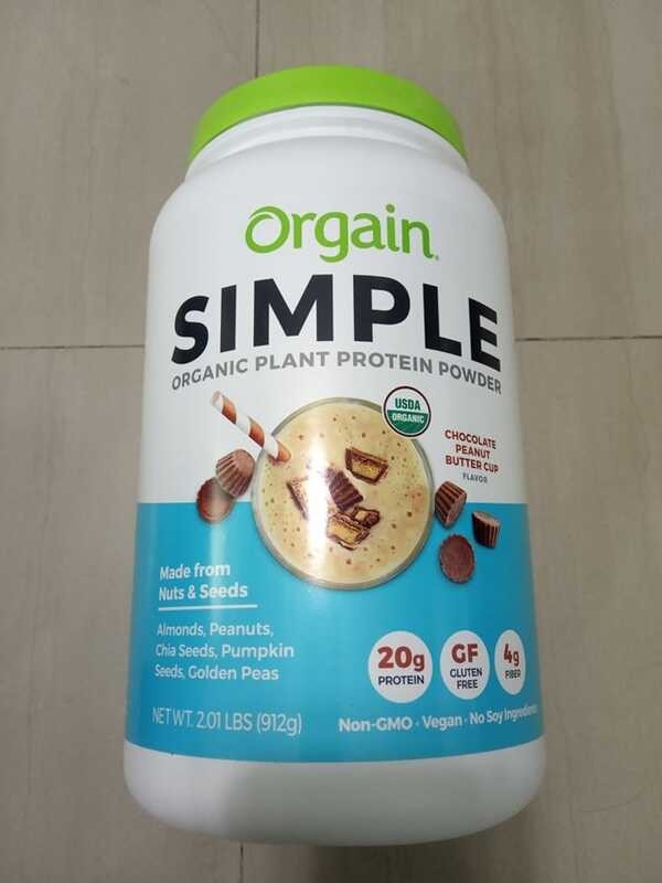 Orgain Simple Organic Plant Based Protein Powder Chocolate Peanut