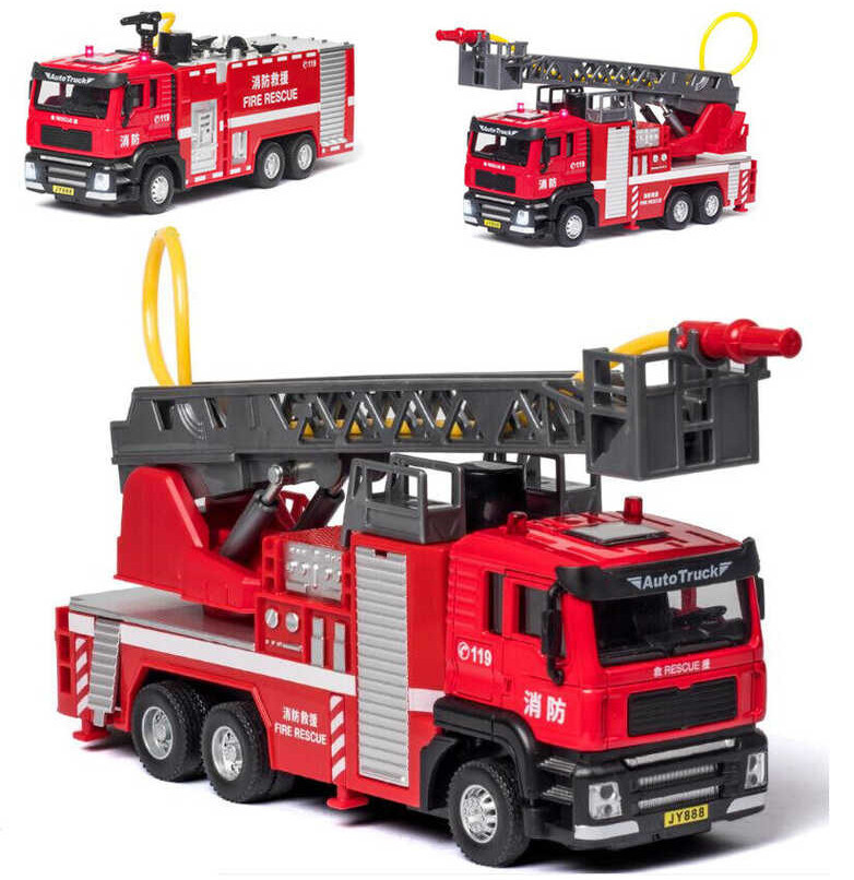 1:50 Water Tank Ladder Fire Control Car Model Fire Truck Die-Cast ...