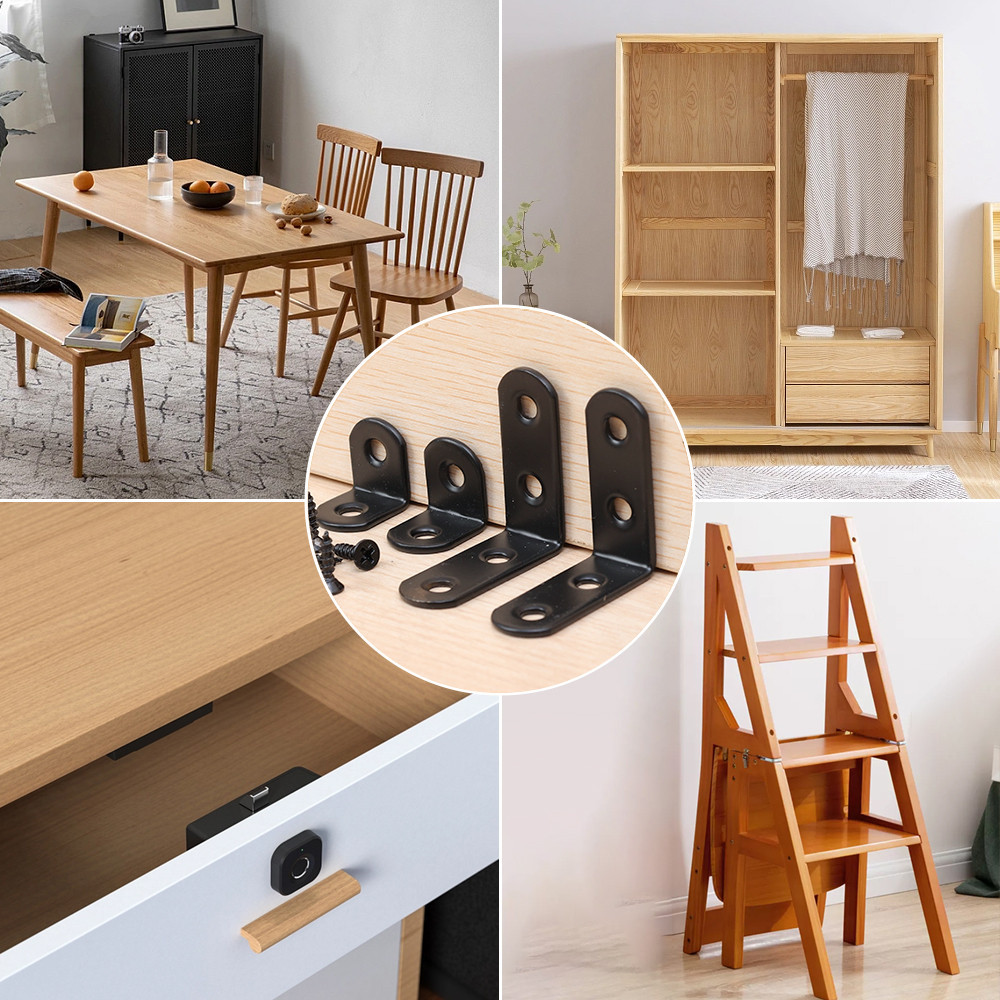 10 Pcs Furniture Cabinets Chairs Drawers Fixing Connector Black L ...
