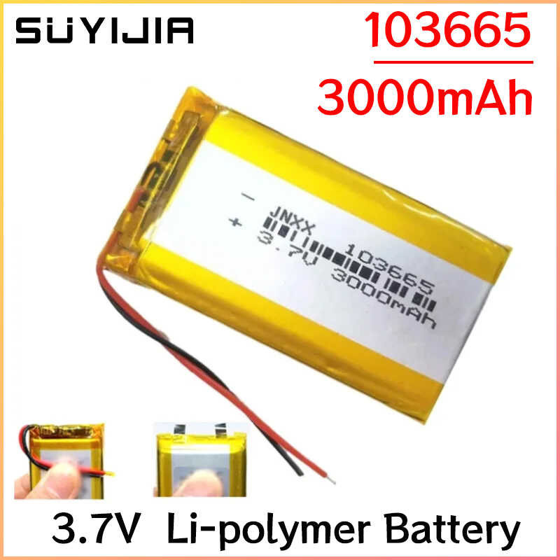 103665 Lithium Polymer Battery 3.7V 3000mAh Jst PH 2.0mm 2pin Plug Li ...