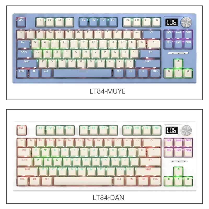 LANGTU Lt84 Wired Mechanical Keyboard RGB Backlight Na May Screen Knob ...