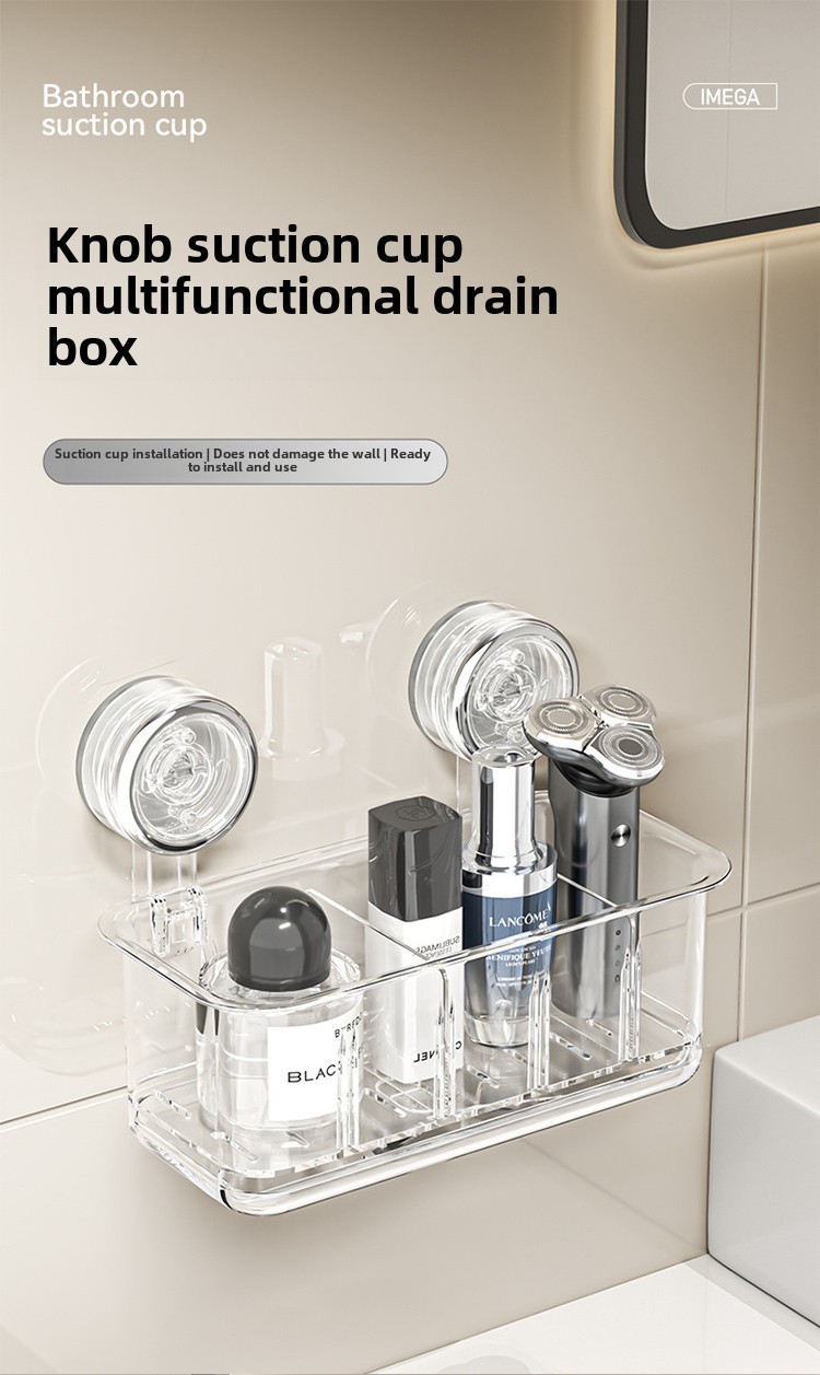Povxlum Scaffale Doccia A Ventosa Rotante, Trasparente, L 29x13x21 Cm - Ripiano Bagno Non Perforato, Multiuso Per Shampoo E Cosmetici