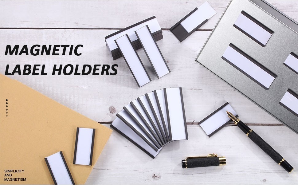 (25pcs) 3inch Magnetic Label Holders Card Holder Metal Shelf Warehouse ...