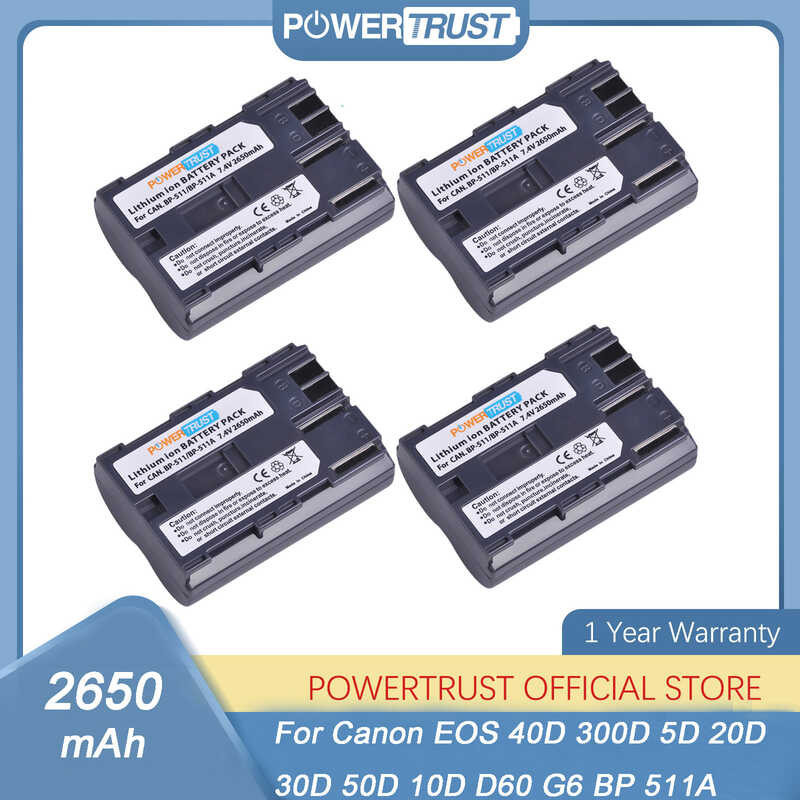 Bp-511 Bp-511A 2650Mah Camera Battery Bp511 BP 511 Para Sa Canon EOS ...