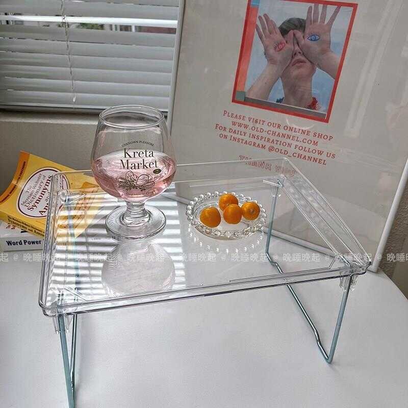 Transparent table folding small table transparent simple balcony can be ...