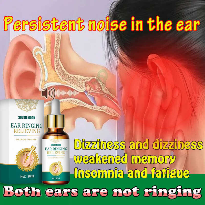 20ml South Moon Ear Ringing Relieving Ear Drops Tinnitus Deafness Ear