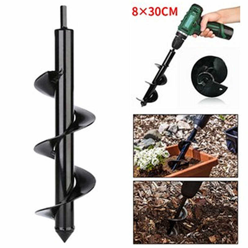Auger Drill Bit Garden Tool Steel Planter Auger Spiral Drill Bit Flower ...