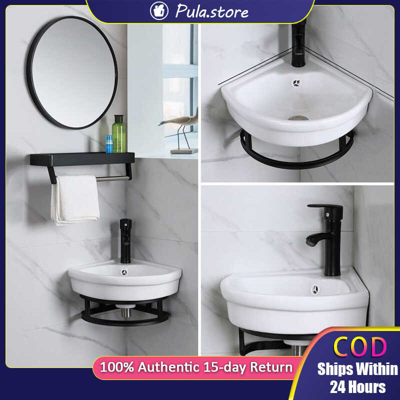 4320 Triangle Aluminum Bathroom Sinks Cabinet Basin Set White Ceramic ...