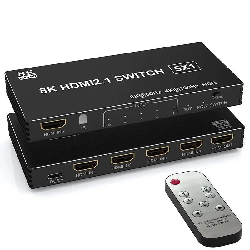 8K 60Hz HDMI 2.1 Switch 4x1 3x1 5x1 HDMI Switcher Video Converter 4K ...