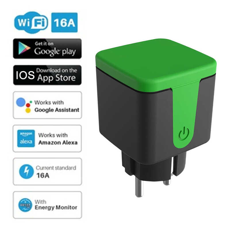 Tuya Smart Wifi Plug 16A Outdoor Waterproof Plug Adaptor Power Energy ...