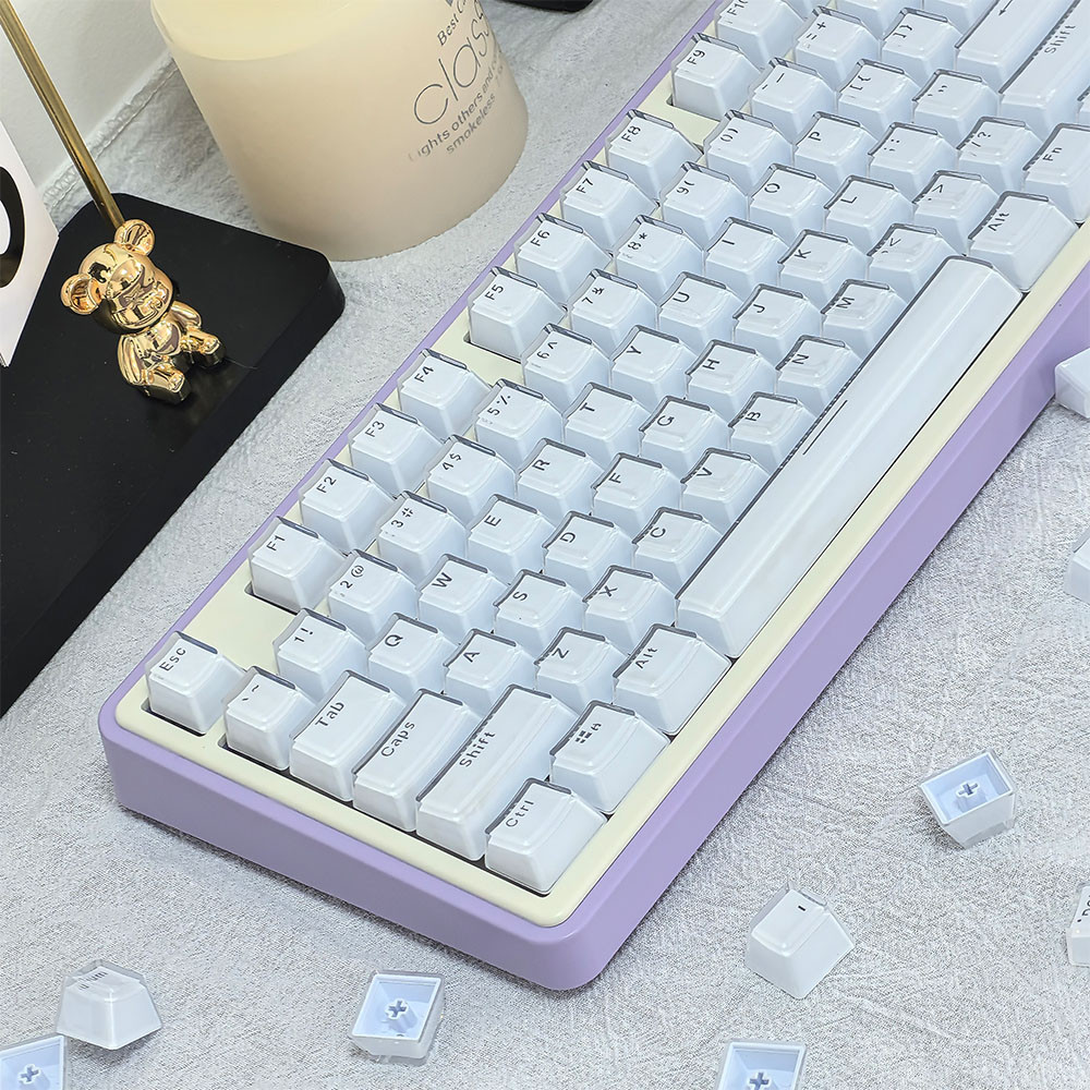 White Jello Keycaps OEM Profile 104/123 Keys PC Double Shot Light ...