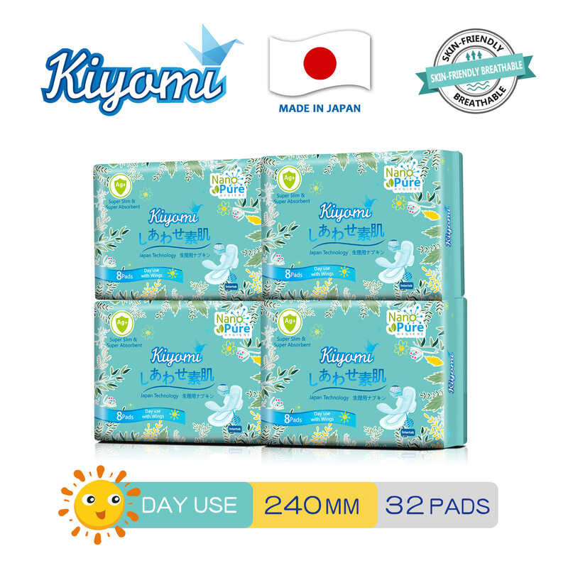 Kiyomi Daily Negative Ion Sanitary Napkins With Wings 4 Packs/32 PCS