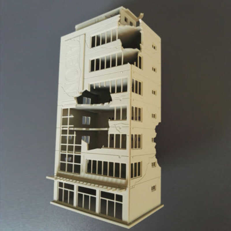 Bagong N Scale 1/144 White Damaged Building Matapos War Assembling ...