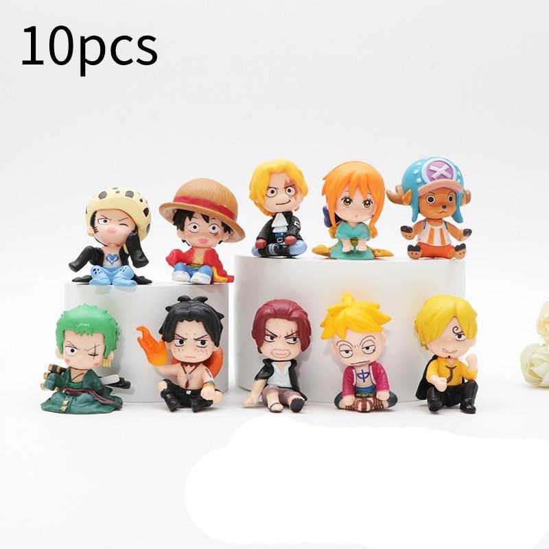 10pcs Miniature Anime Pirate Ship Crew Luffy Zoro Nami Robin Plastic ...