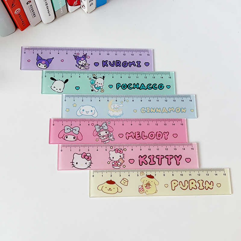 6/24pcs Sanrio 15cm Ruler Cute Kuromi Hello Kitty Cinnamoroll Pachacco ...