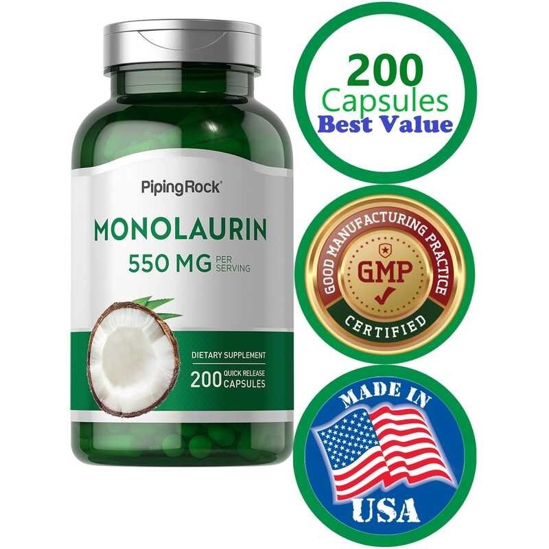 Monolaurin 200 Capsules 1000mg Superior Potency For Immunity, Digestive ...