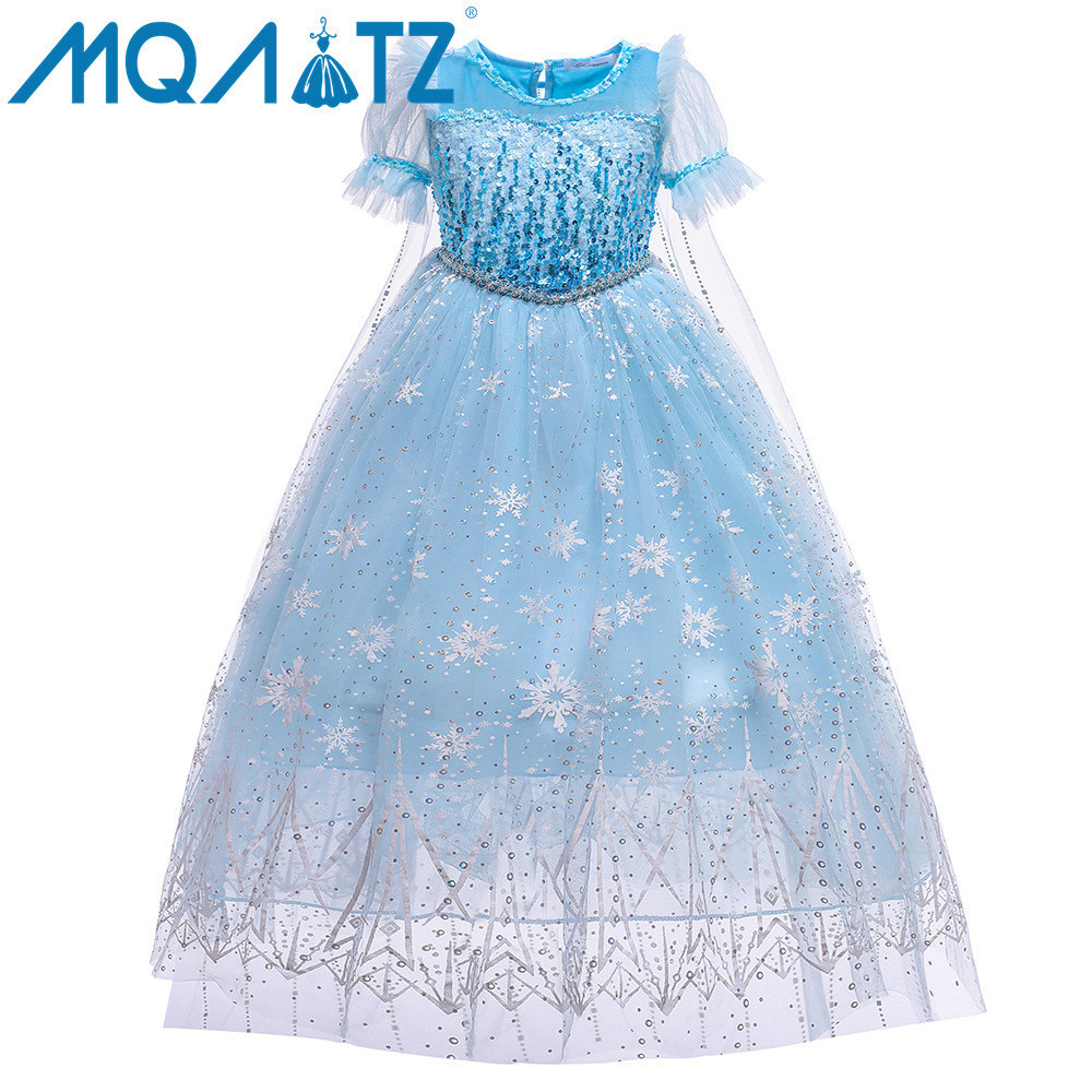 MQATZ Maikling Sleeves Elsa Queen Cosplay Princess Birthday Party ...