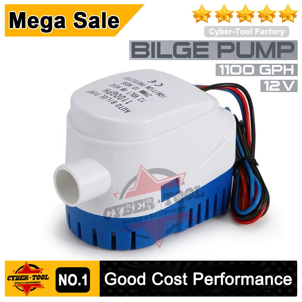 thumbnail image 2 of 12V 1100 GPH Automatic Bilge Pump With Float Switch - Submersible Boat Water Pump 2 of 11