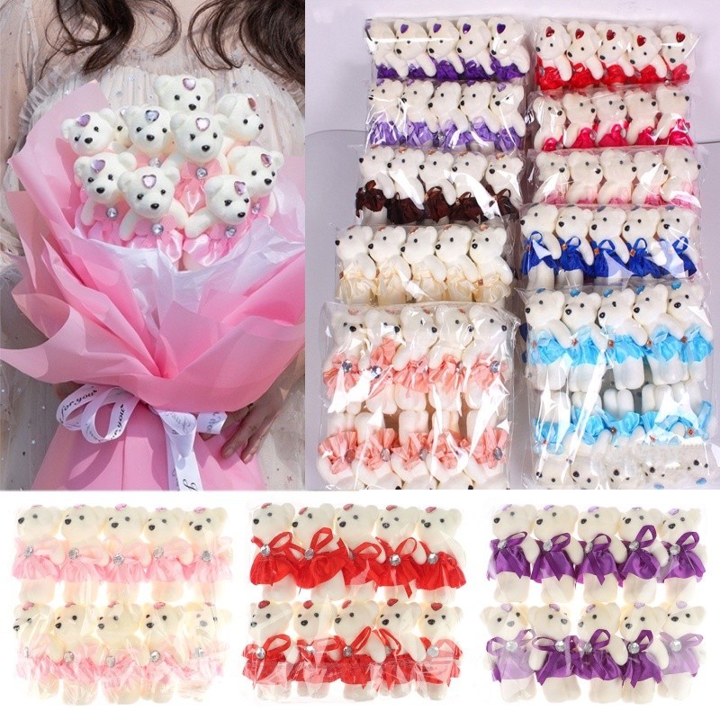 10pcs/pack Ice Cream Teddy Bear Bouquet Doll Birthday Gift Flower ...