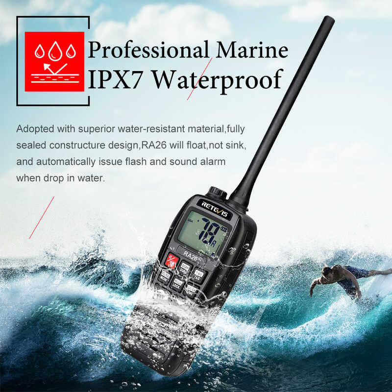 Retevis RA26 Portable VHF Marine Radio Floating Walkie Talkie ...