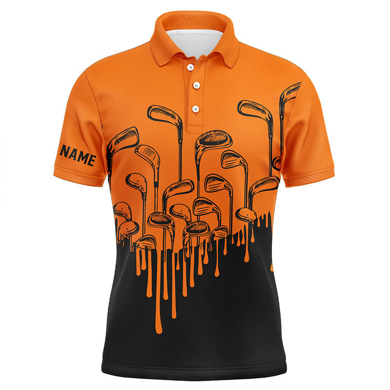 Orange Plaid Men's Golf Shirts main image 1