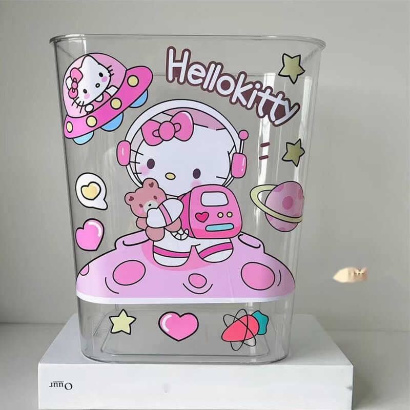 New Sanrio Hello Kitty Transparent Cute Trash Can Bathroom Desktop ...