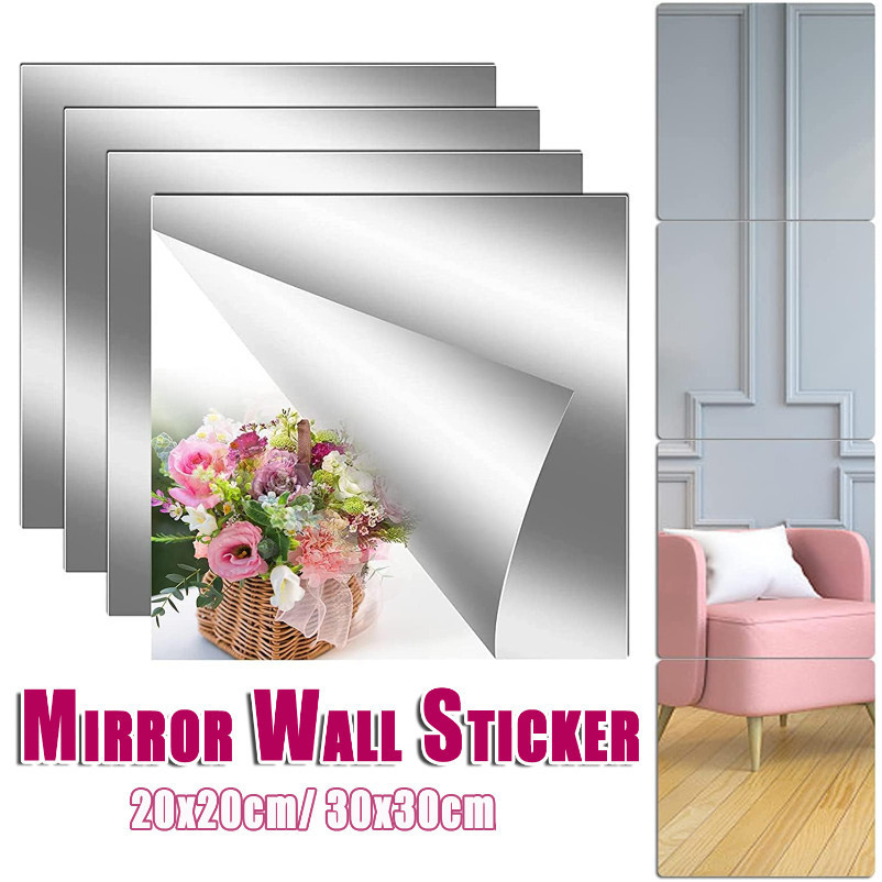 Acrylic Mirror Wall Stickers - Square Mirror Stickers - Mirror Tiles ...