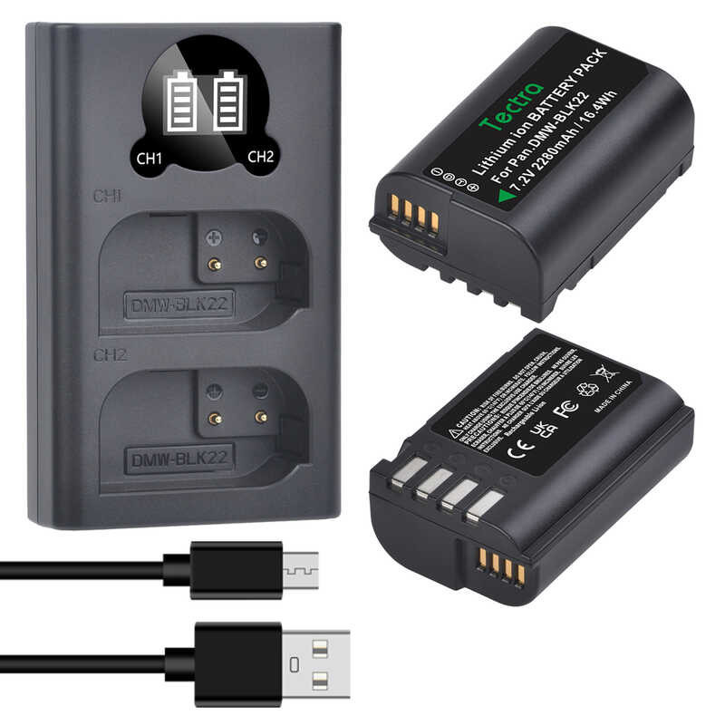 DMW-BLK22 Baterya 2280mAh Camera Battery + LED Dual Charger para sa ...