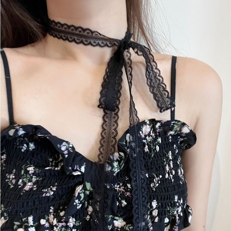 Lace Ribbon Layered Layered Design Narrow Necklace Spring Summer New ...