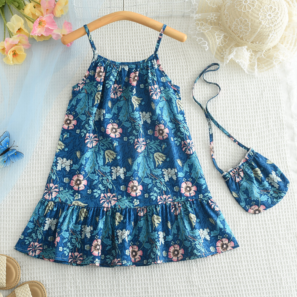 Bear Leader Summer Blue Flower Girl Princess Dress 2-6 Years Old ...