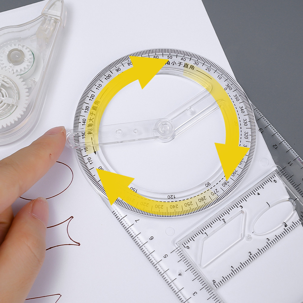 Portable Transparent Geometry Protractor Spirograph Ruler 360 ° Movable ...