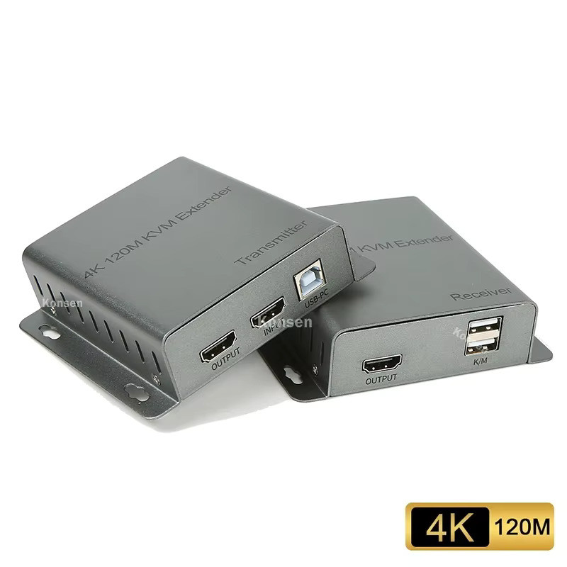 Extender HDMI KVM Su RJ45 – 1080P@60Hz Fino A 50m, Con USB 2.0 Per Mouse E Tastiera, Audio Stereo, Microfono E PoE
