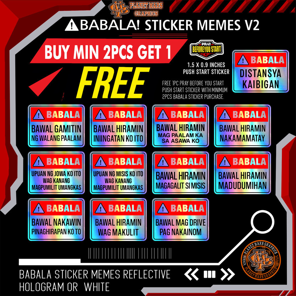 Babala Sticker Memes V2 - BAWAL HIRAMIN para sa Bike Reflective ...