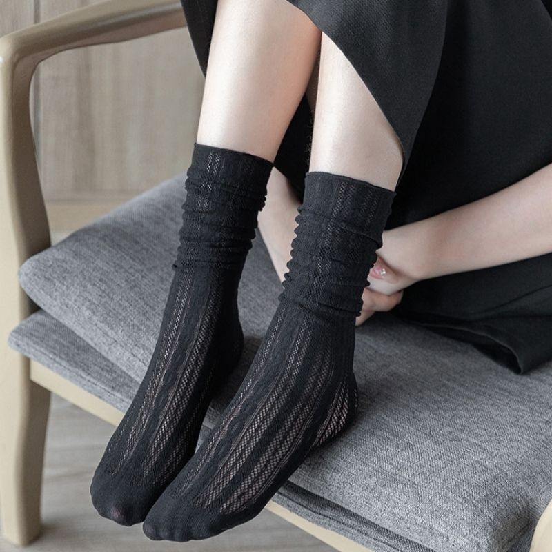 MELLOW FLOCKED MESH SOCKS