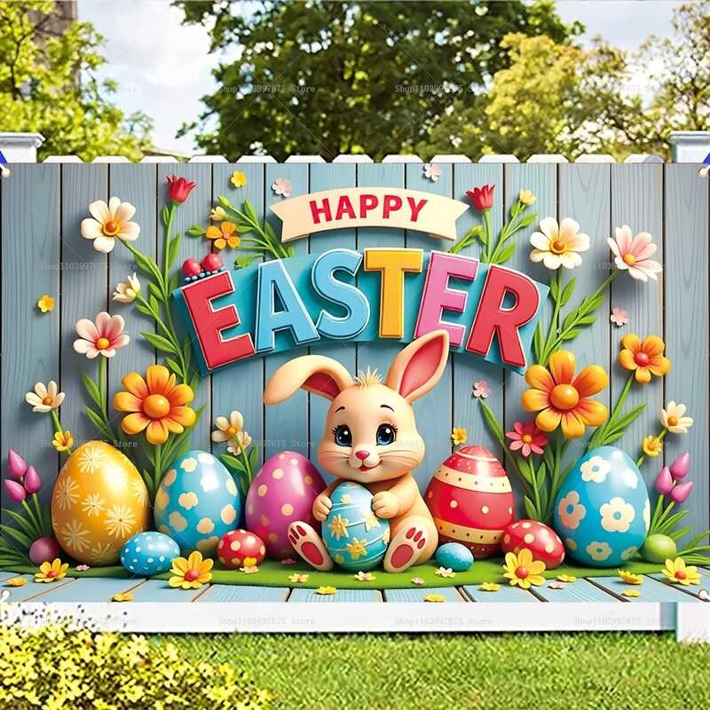 LY Happy Easter Backdrops Cartoon B Easter Eggs Ral Photography ...
