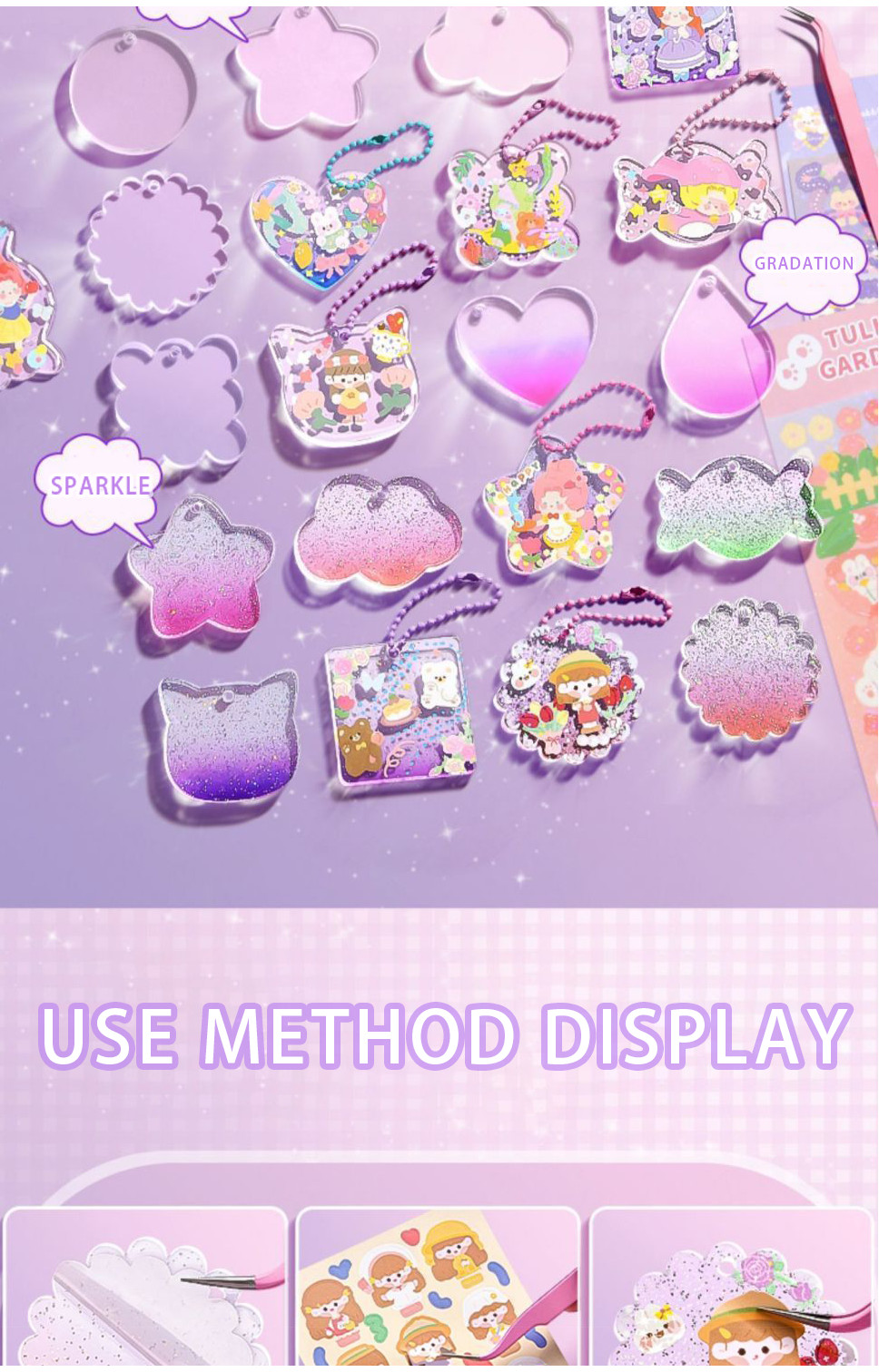 519 pcs Acrylic sticker goo card DIY cream glue luxury girls full set ...
