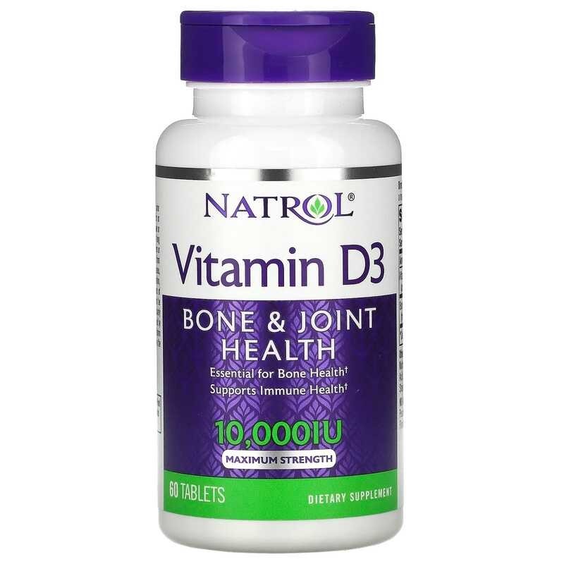 S03 Natrol, Vitamin D3, Bone & Joint Health, Maximum Strength, 10,000 ...