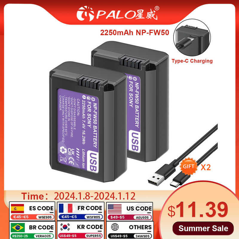 Mise à niveau] Batterie NP-FW50 (1200 mAh) et chargeur double LCD