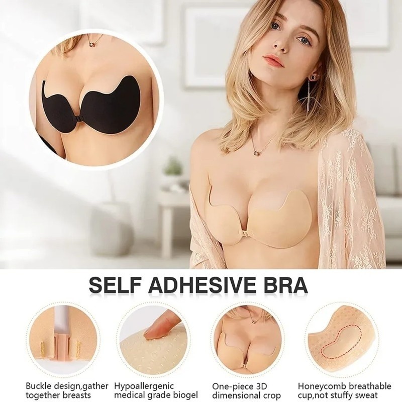 2 Pcs Women Invisible Bra Silicone Boob Lift Tape Strapless - Foto 9