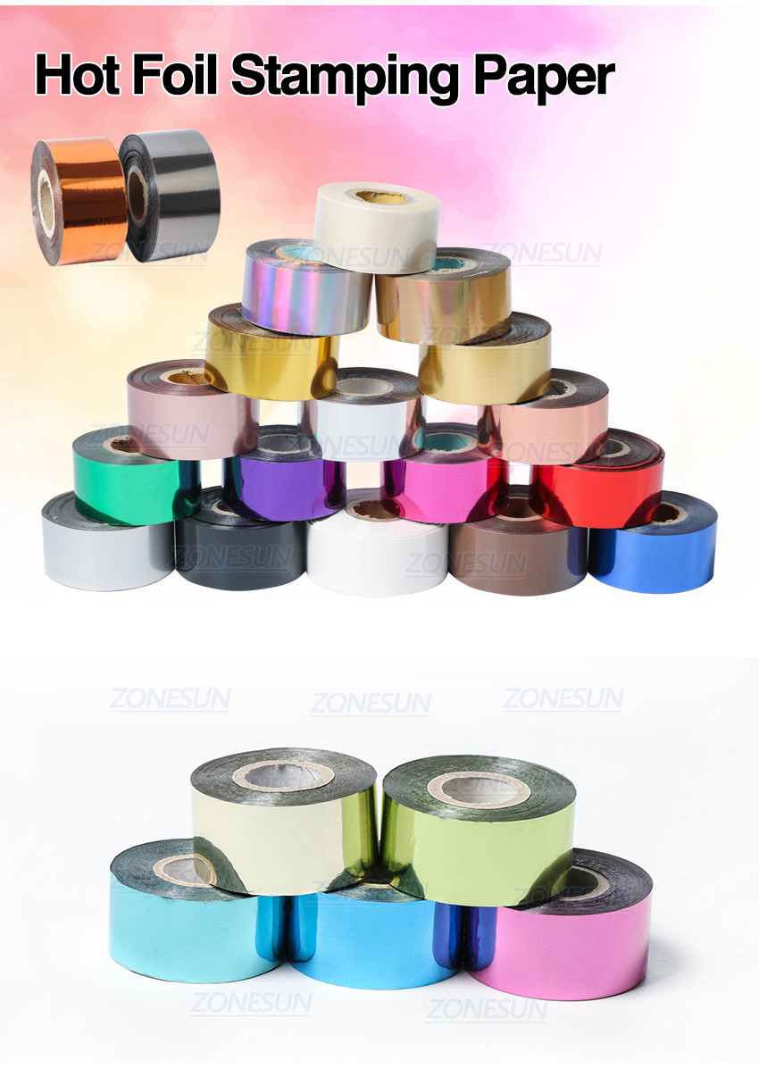 ZONESUN 24-color 3cm Hot Stamping Gold Foil Paper Rolls Heat Transfer ...