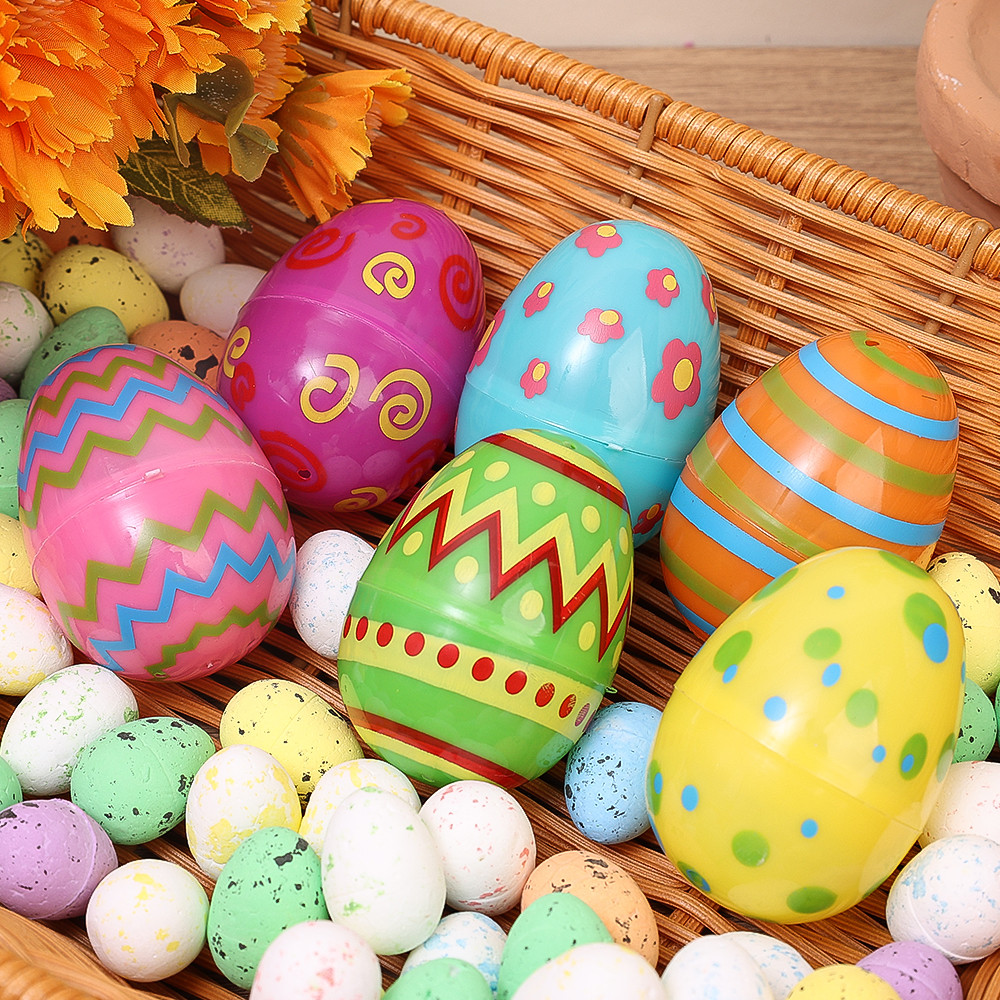 6Pcs Fillable Colorful Plastic Easter Eggs - Easter Bunny Eggs Candy ...