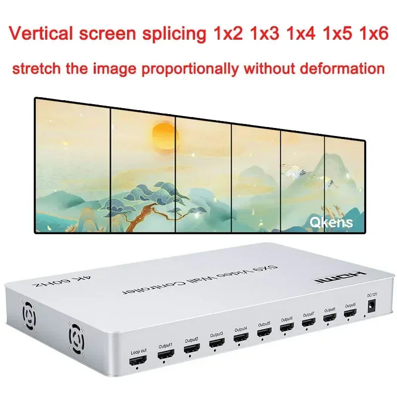 4K 5x9 Video Wall Controller TV Splicer 1x3 1x4 1x5 1x6 Horizontal ...